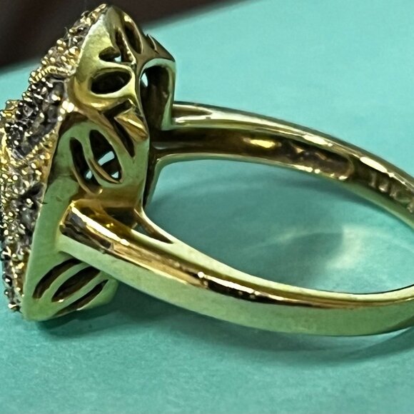 Estate Chocolate & Vanilla Diamonds 14k Solid Gold Ring Size 7 - Picture 4 of 10